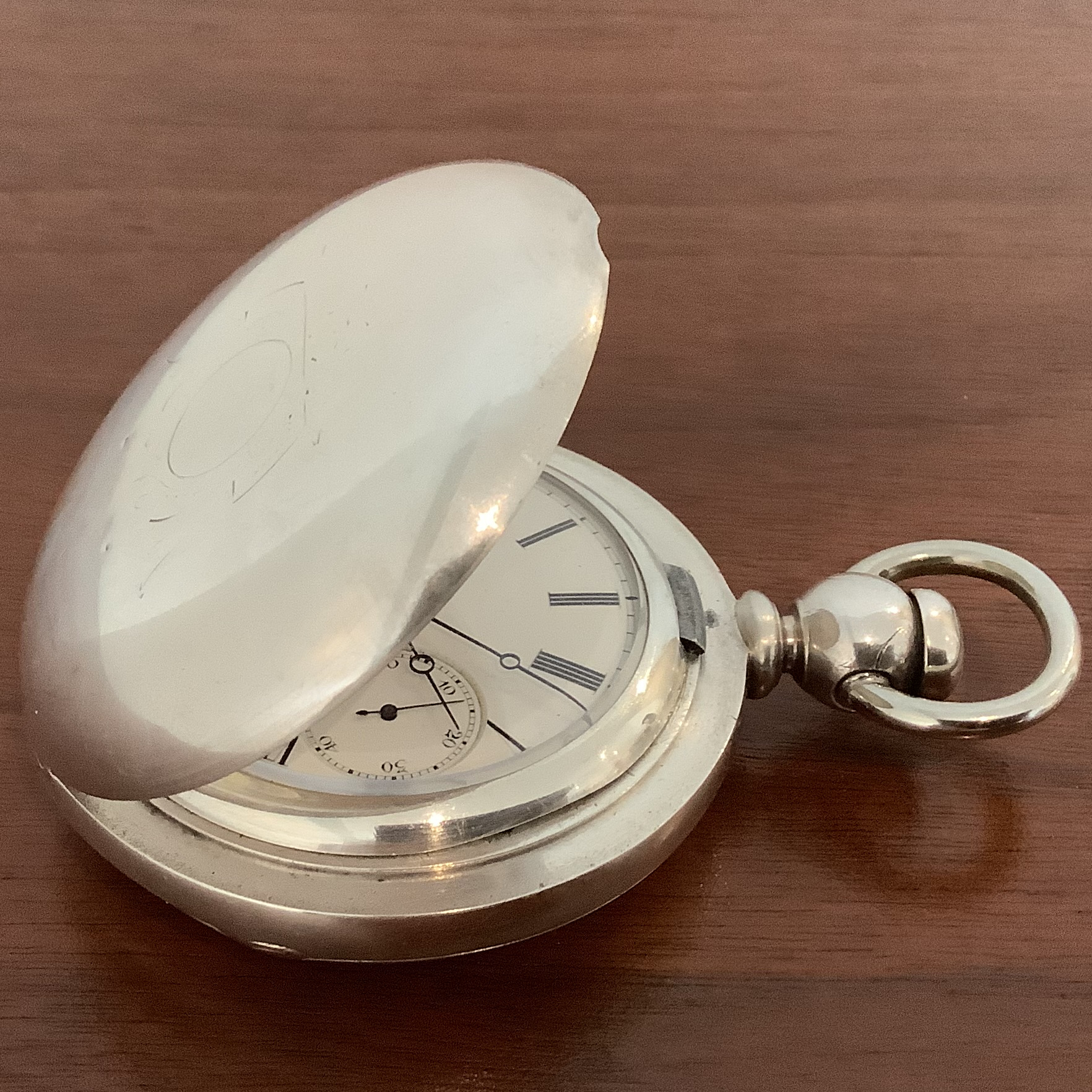 Elgin 18S six-ounce hunter pocket watch in coin silver with key wind