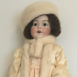 30-inch reproduction Rosalind doll in white fur coat and hat by Kristin Thor, front view