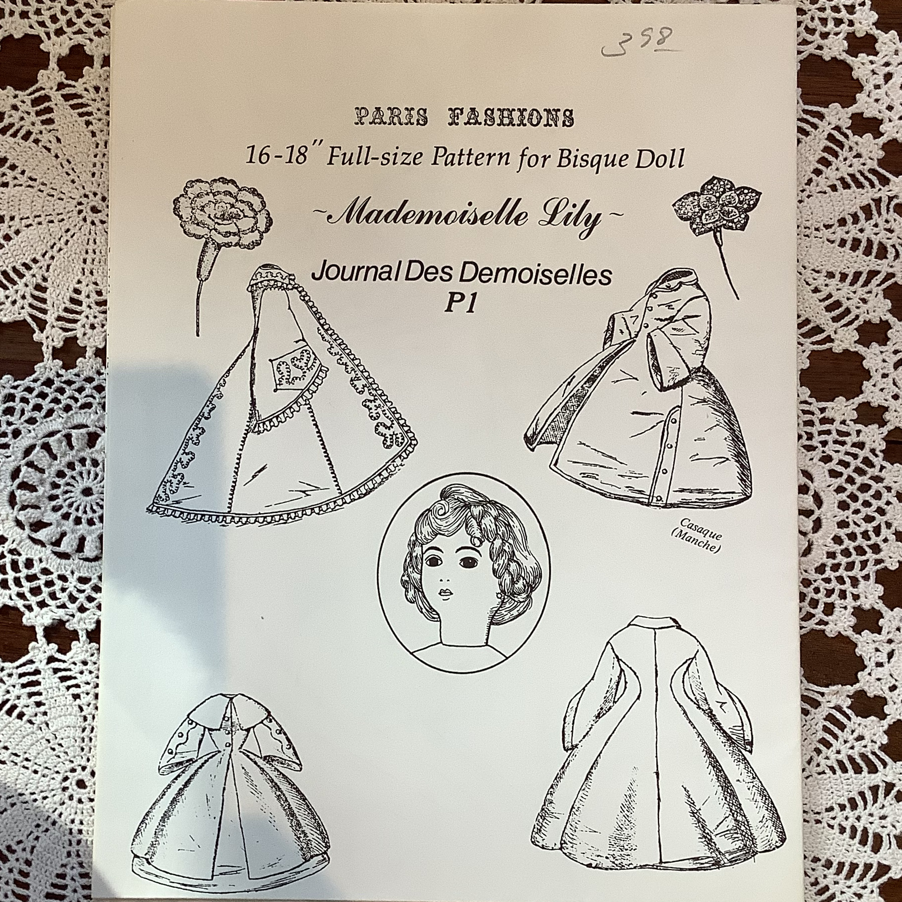 Sewing pattern to make a coat for a 16 to 18-inch doll