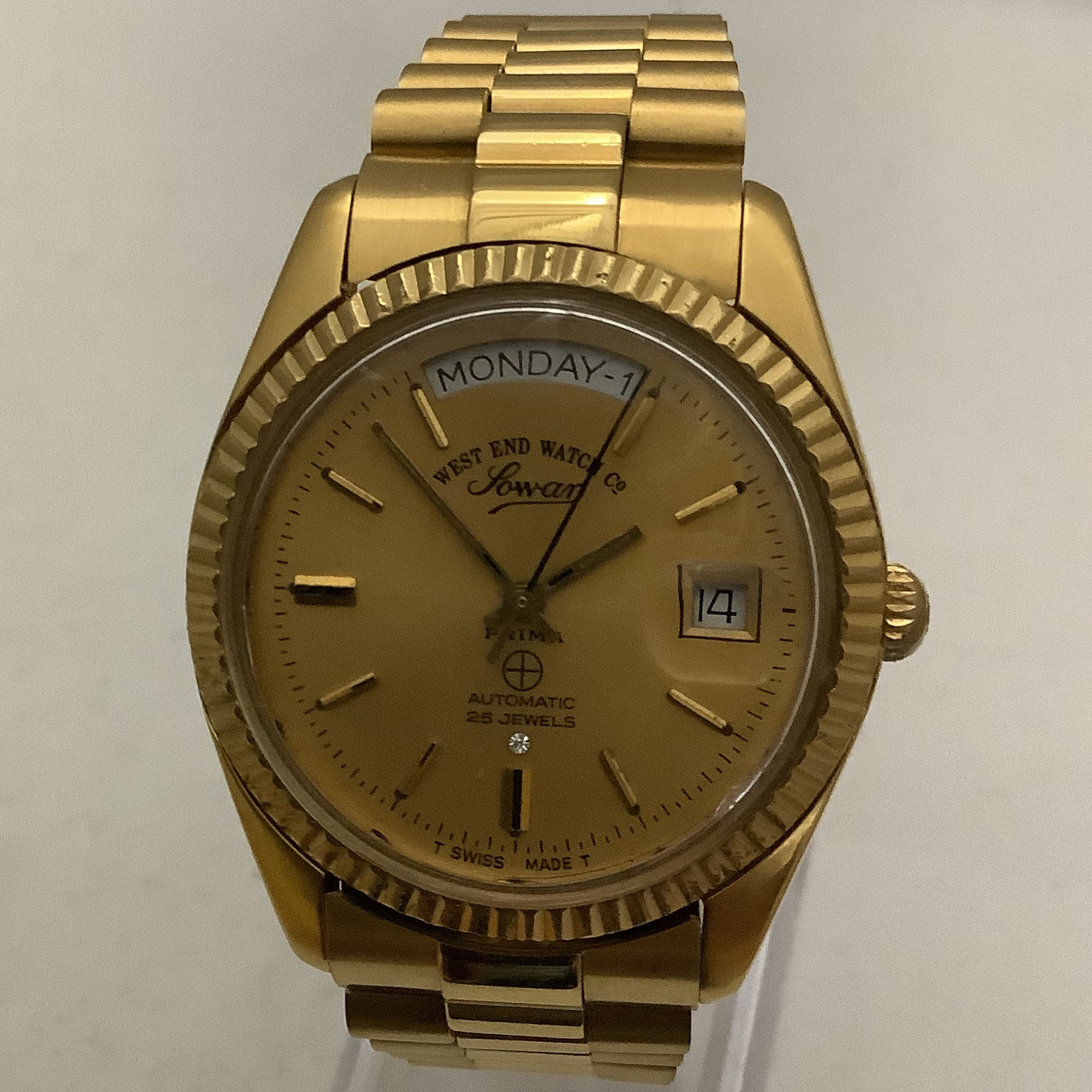 West End Watch Co Day/Date Sowar wristwatch with gold-plated case