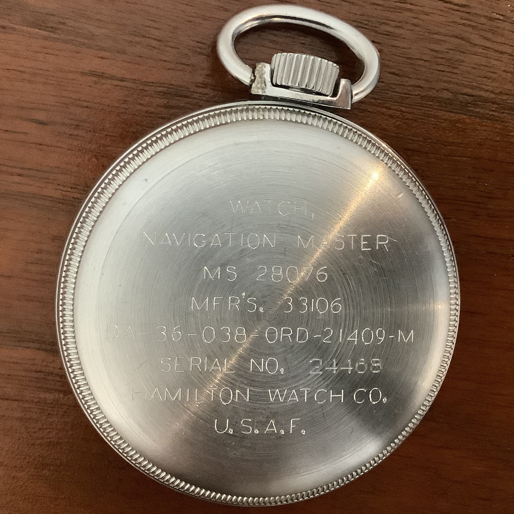 Hamilton 4922B Back with air force engraving